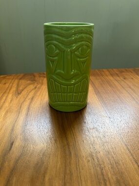 Green Ceramic Tiki Vase